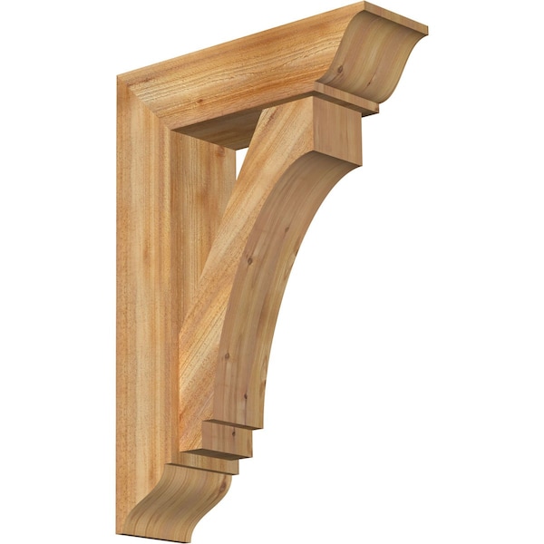 Ekena Millwork Imperial Traditional Rough Sawn Bracket w/ Offset Brace, Western Red Cedar, 8"W x 26"D x 38"H BKT0806X26X38IMP01RWR - main